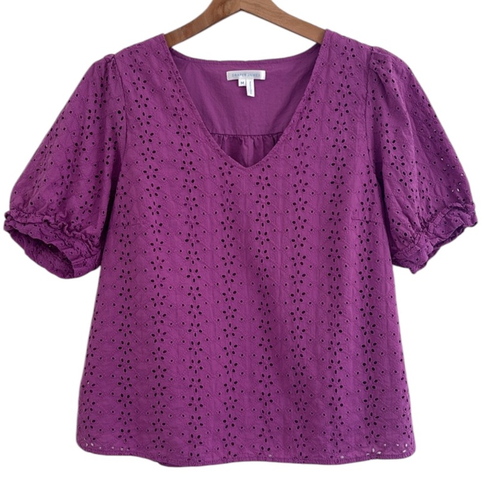 Draper James Purple Eyelet Blouse